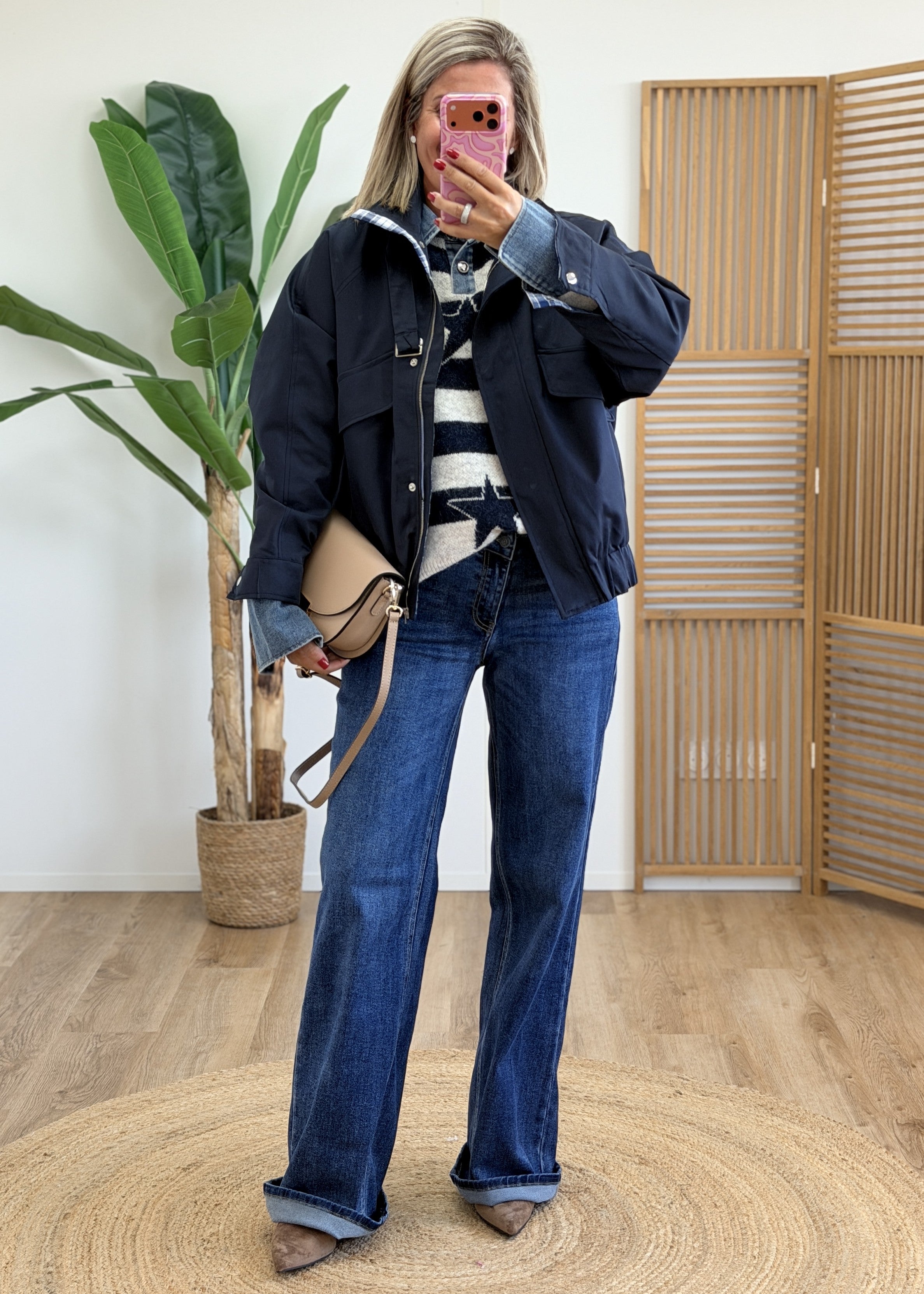 Veste Marine Col Montant