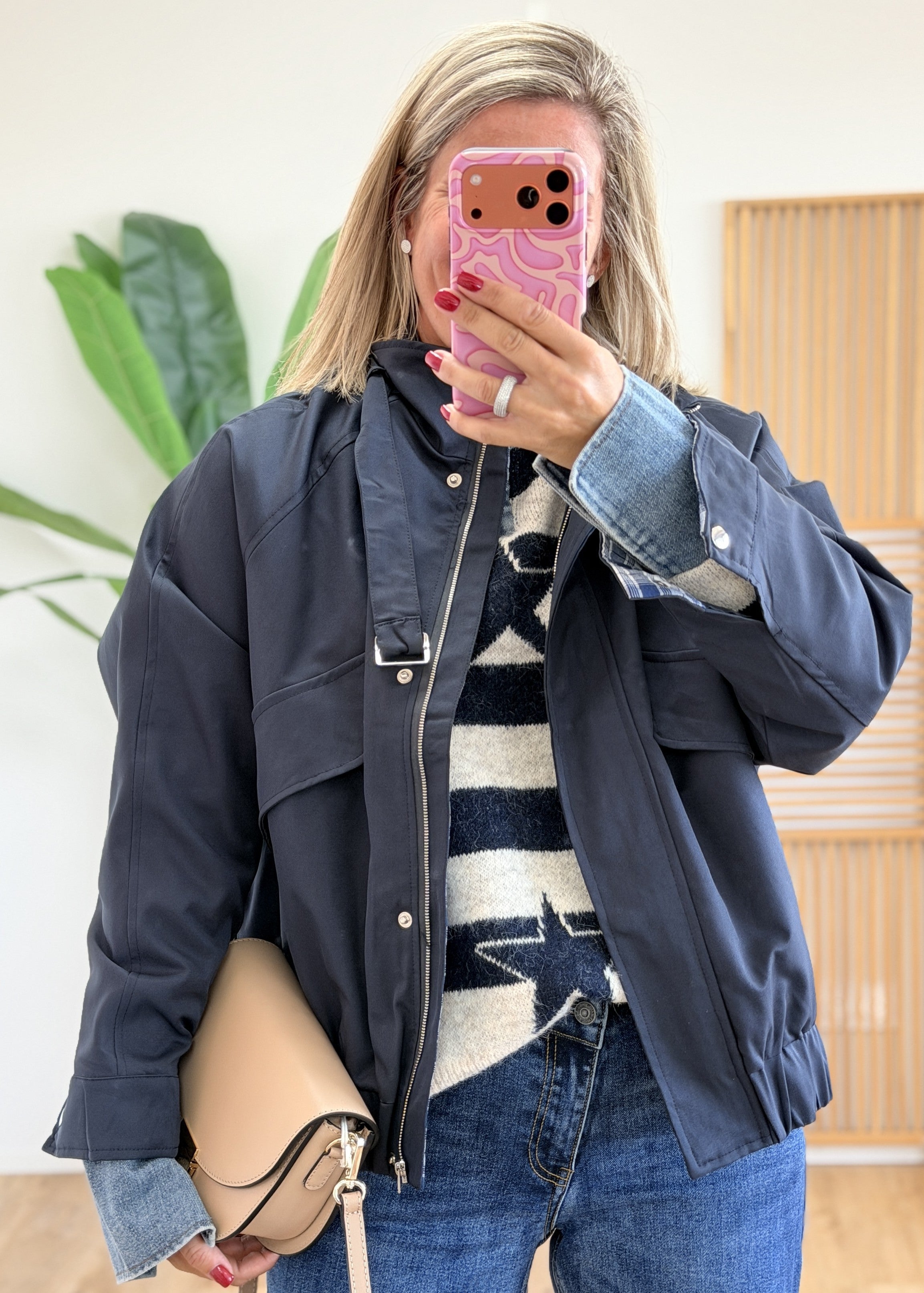 Veste Marine Col Montant