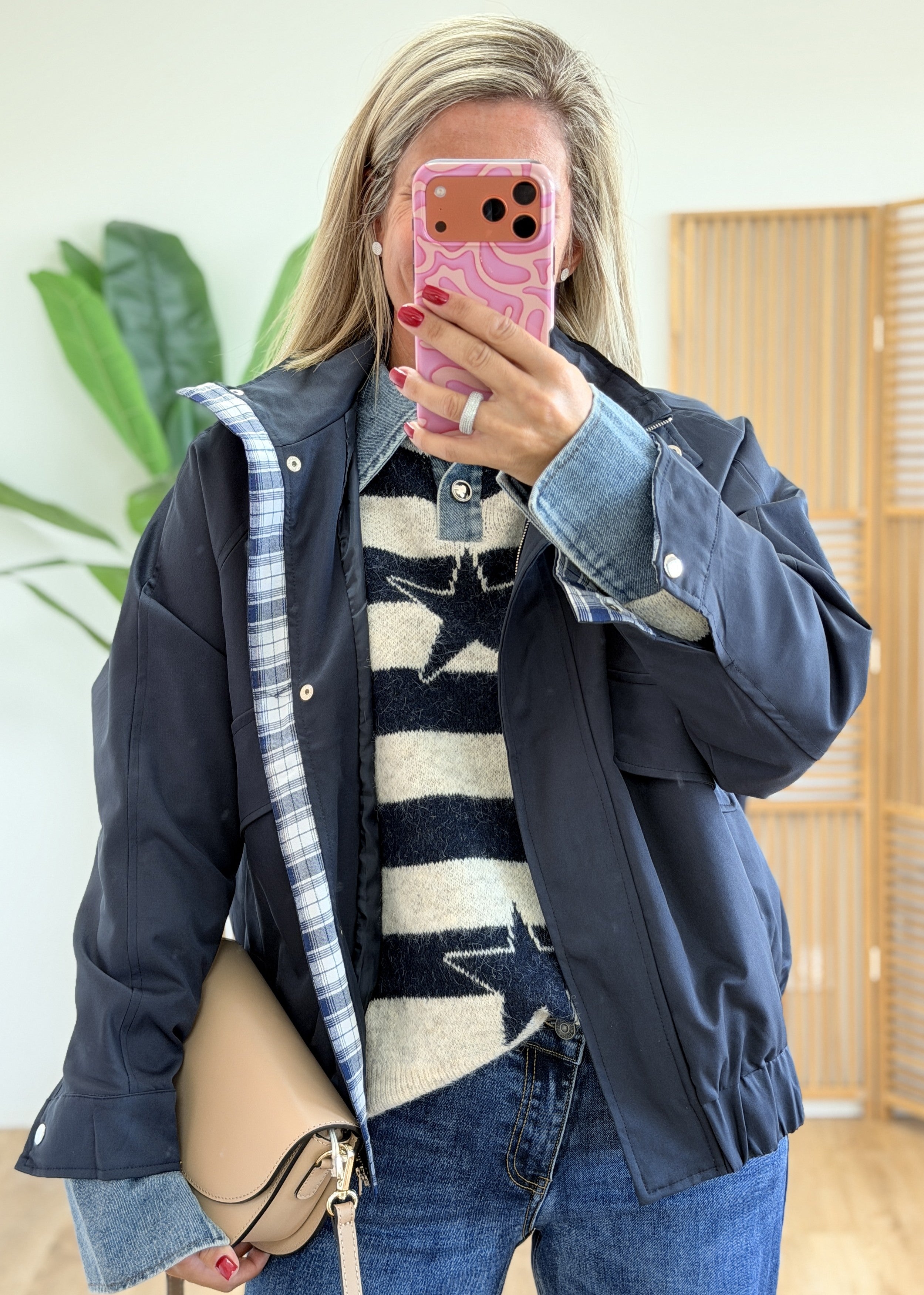 Veste Marine Col Montant