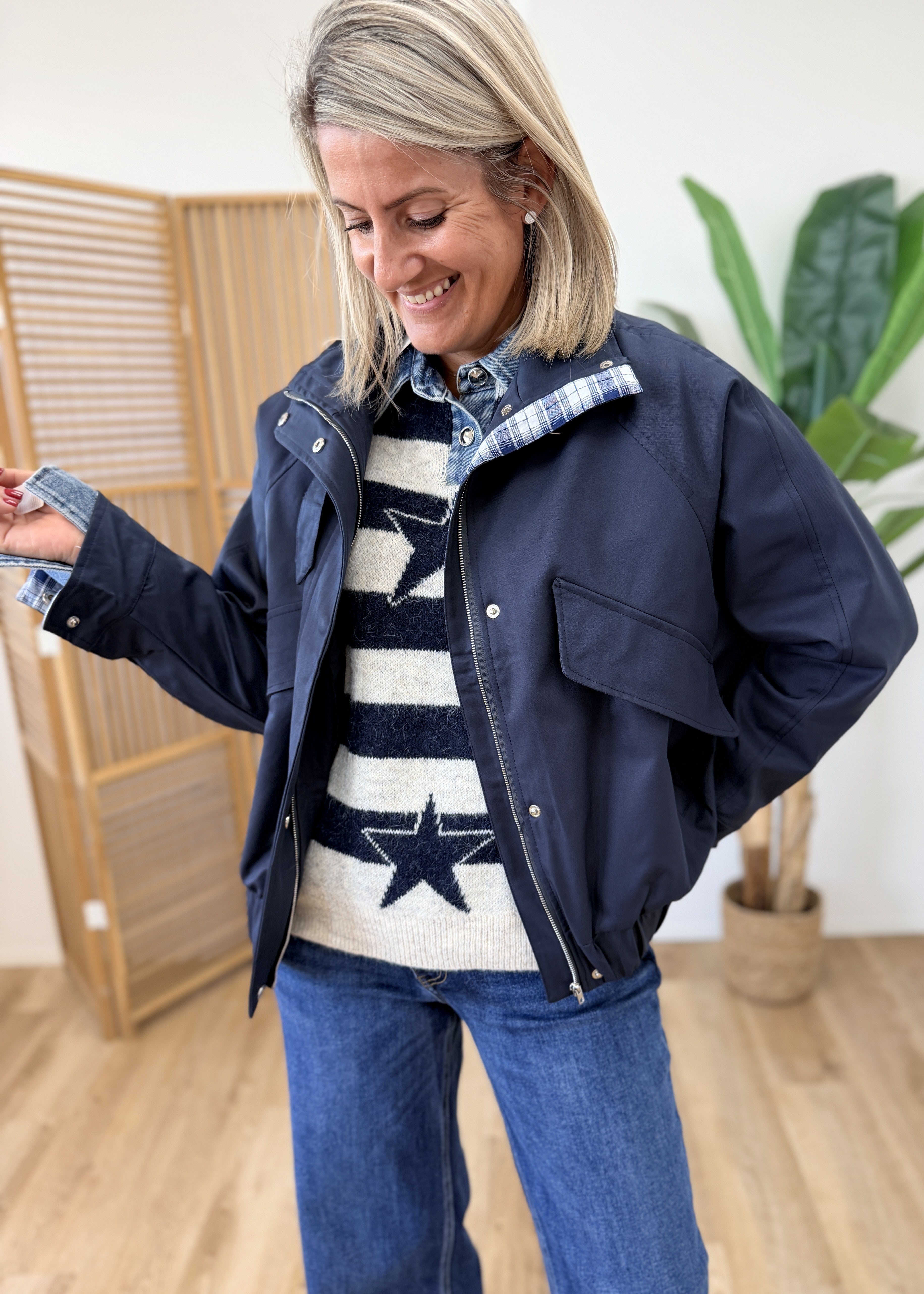 Veste Marine Col Montant