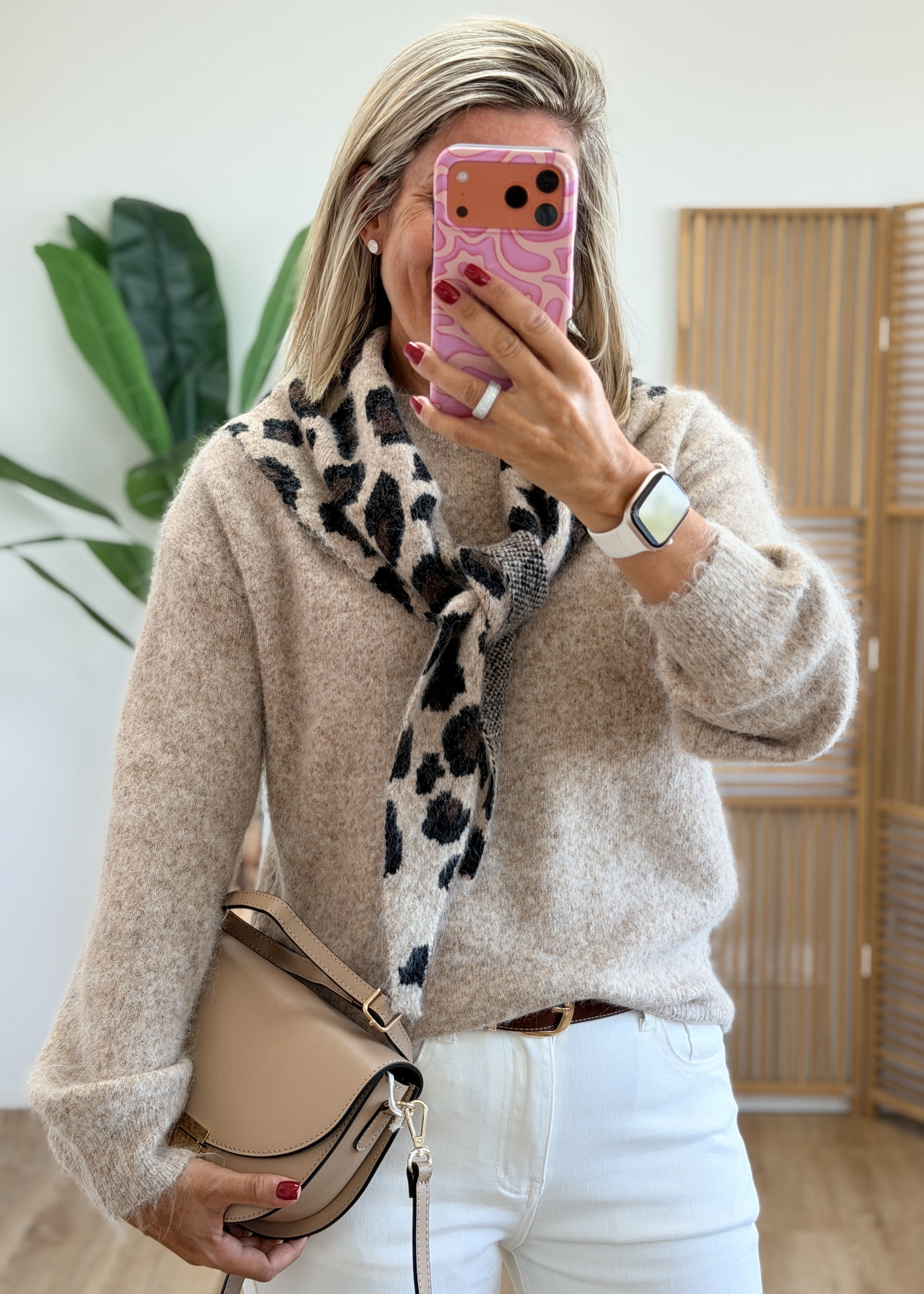 Pull avec Écharpe Léopard