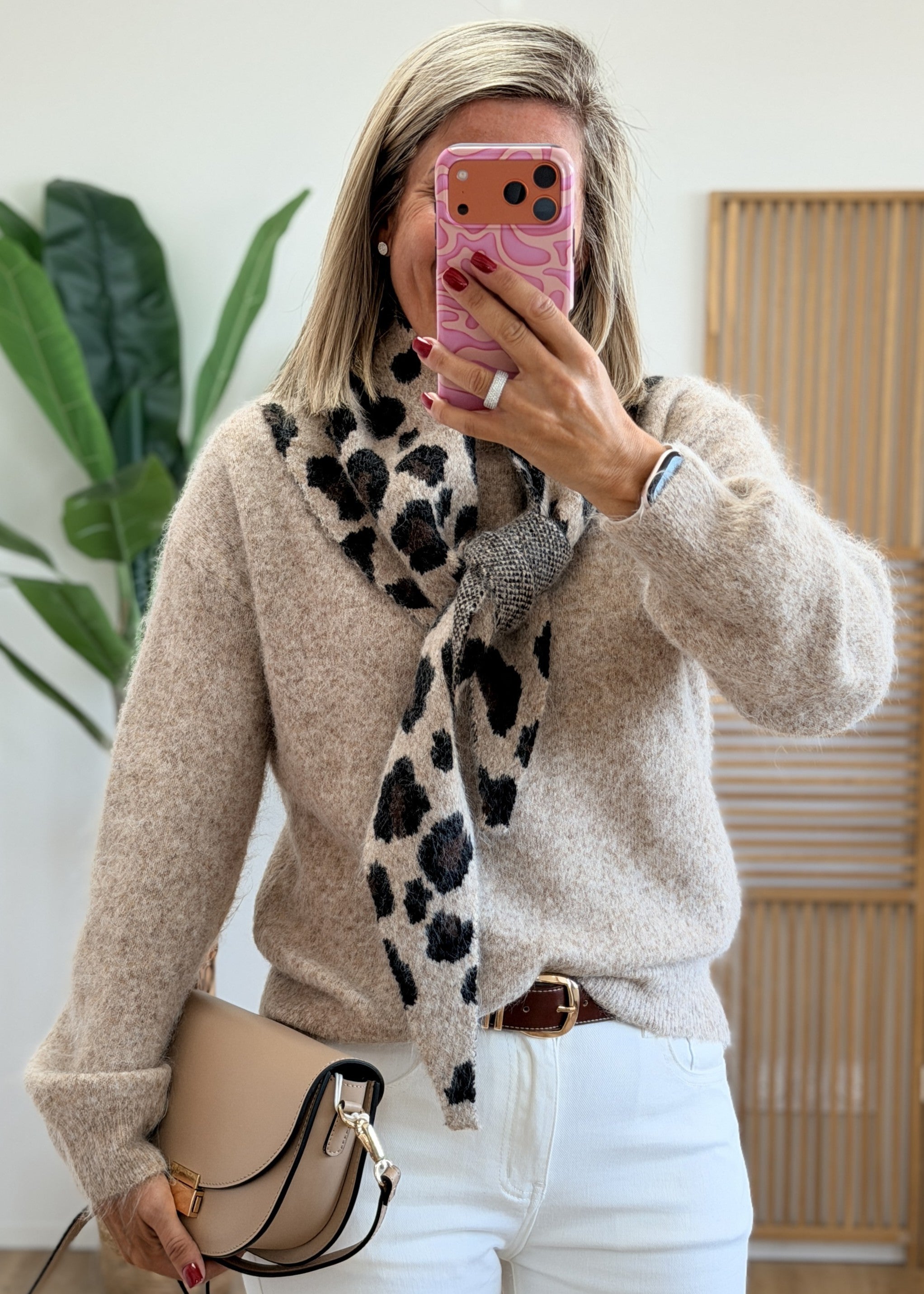 Pull avec Écharpe Léopard