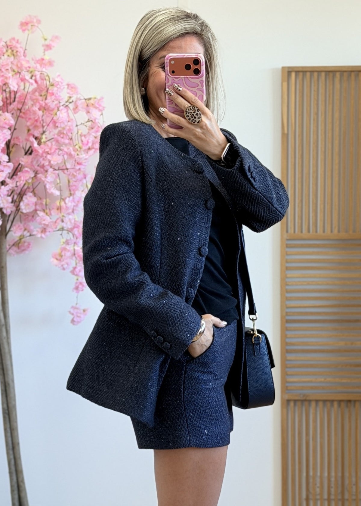 Veste marine à sequins