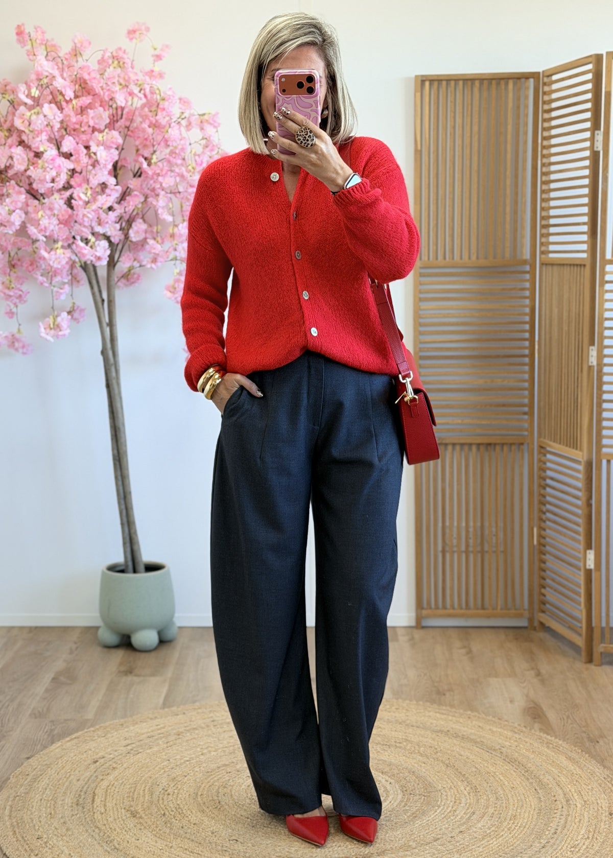 Pantalon à pinces barrel – Taille haute - gris