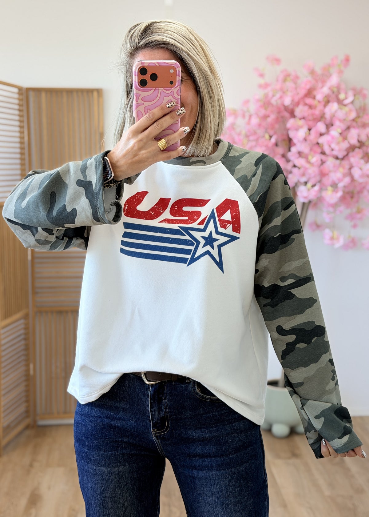 Sweat USA en coton – Made in Italy- Camouflage