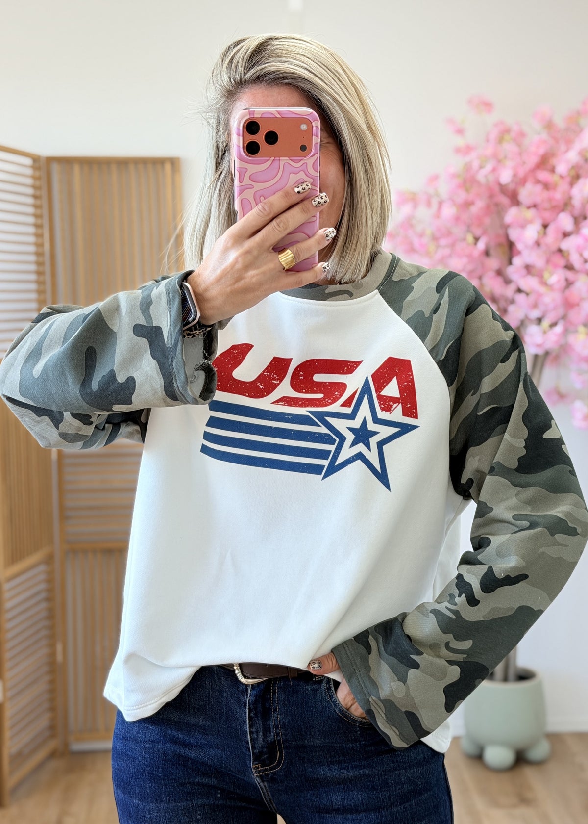 Sweat USA en coton – Made in Italy- Camouflage