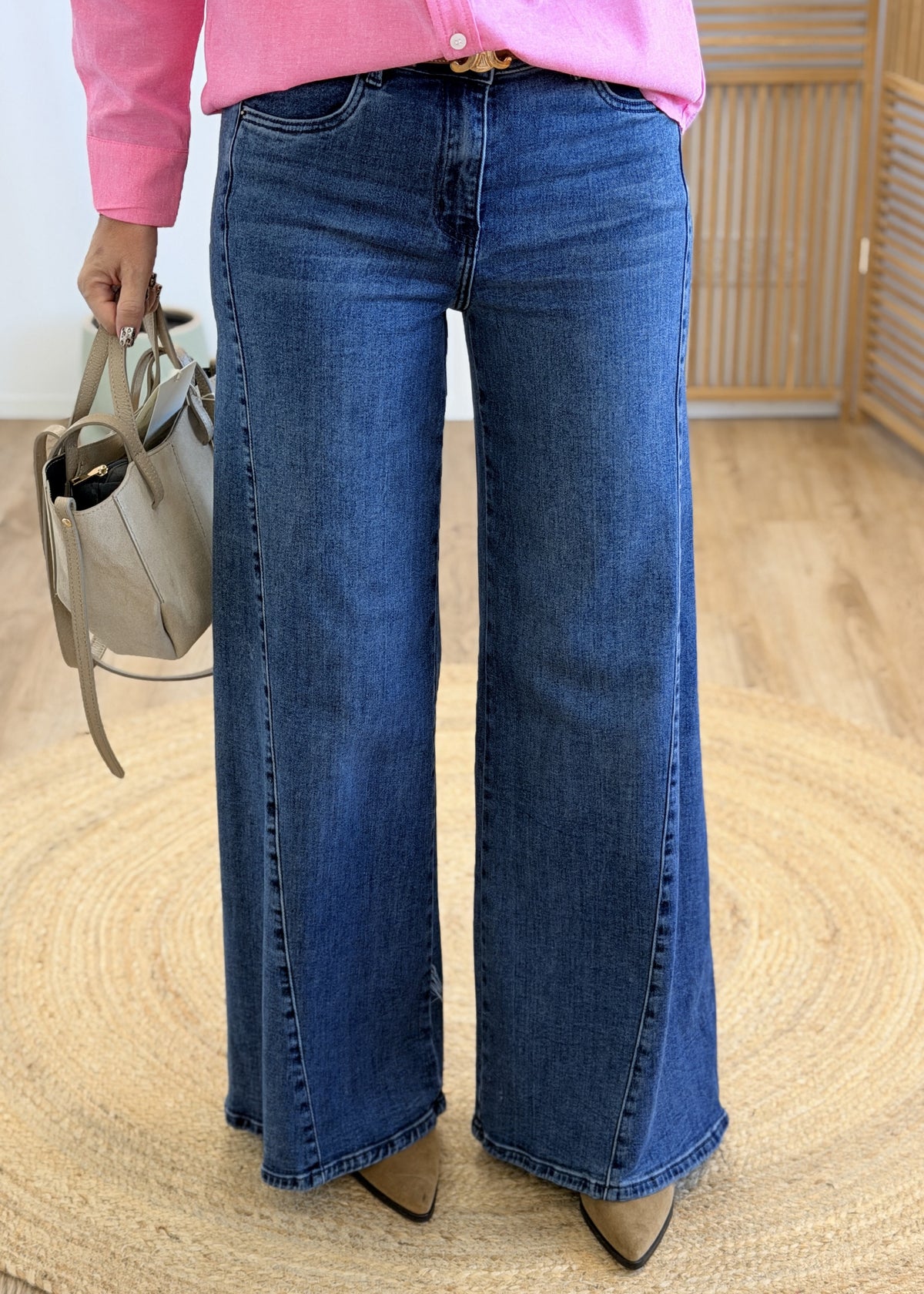 Jean wide leg bleu évasé