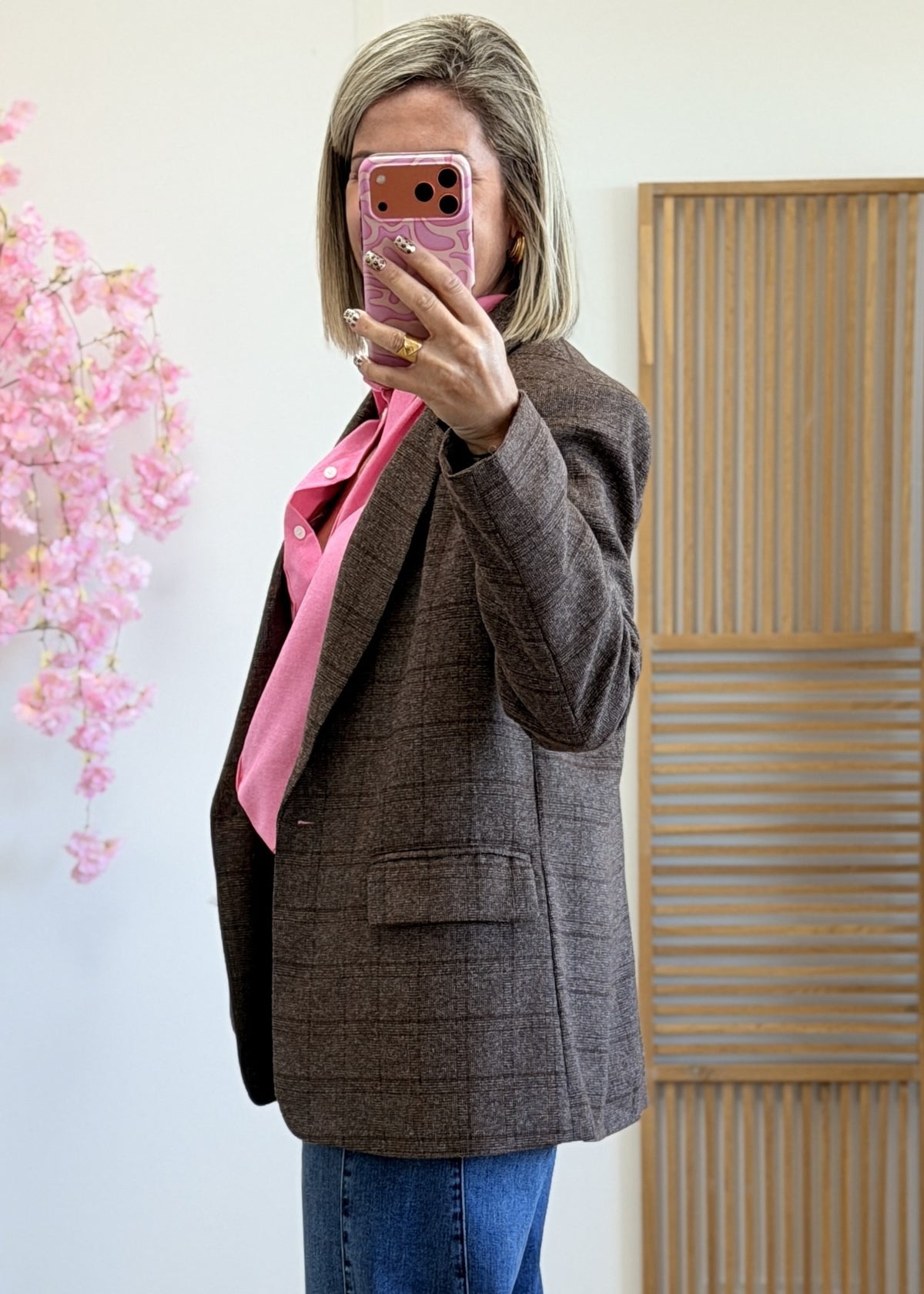Blazer chocolat à épaulettes