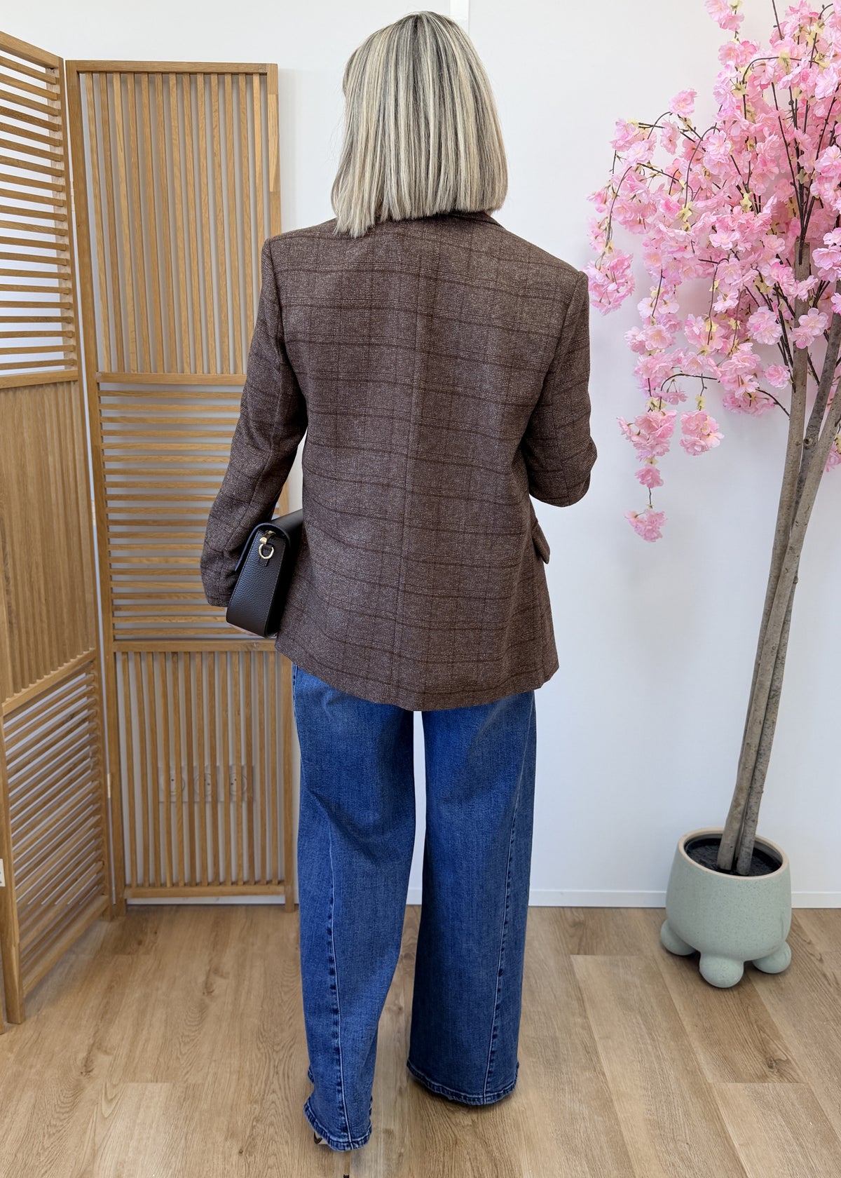 Blazer chocolat à épaulettes