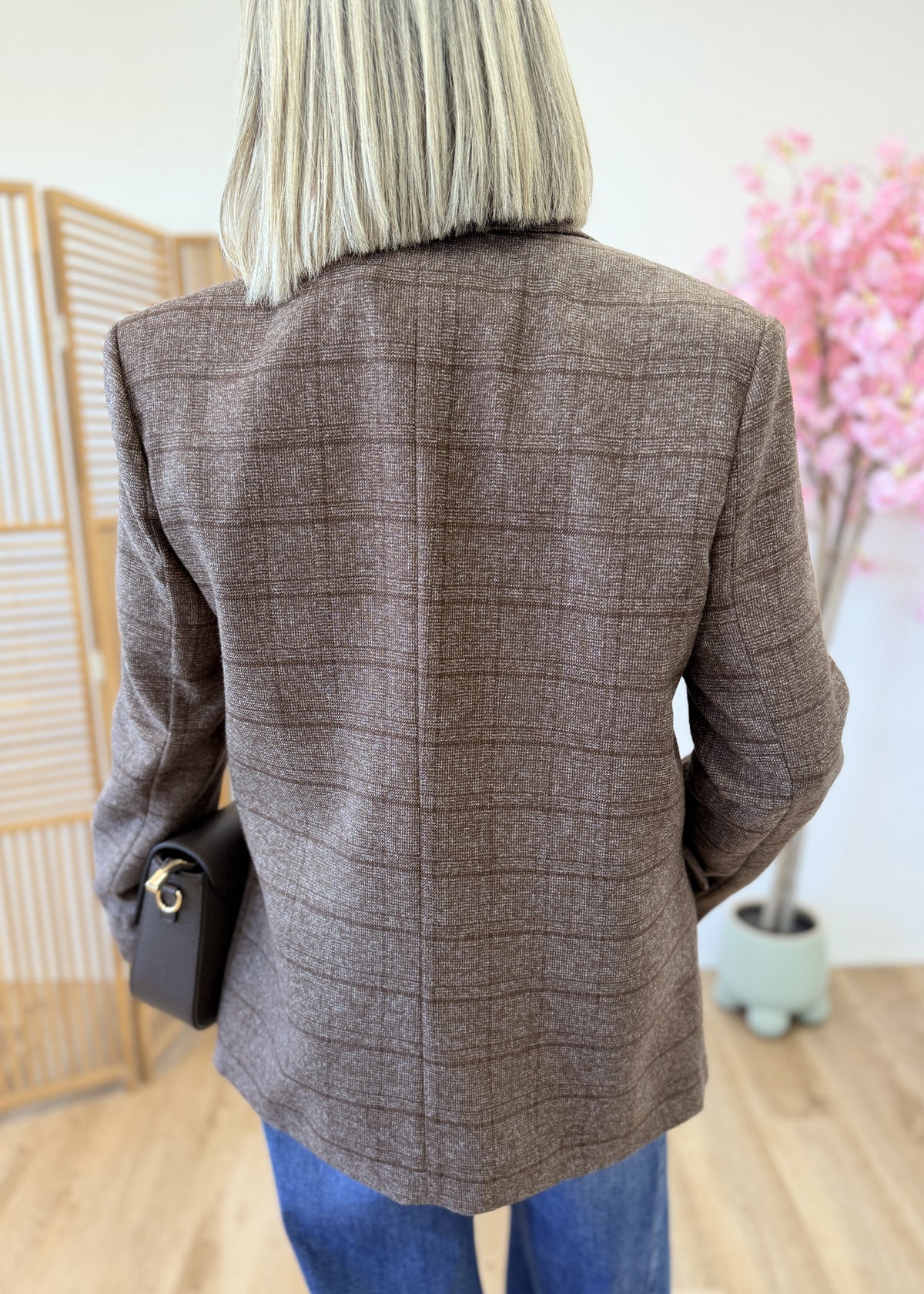 Blazer chocolat à épaulettes