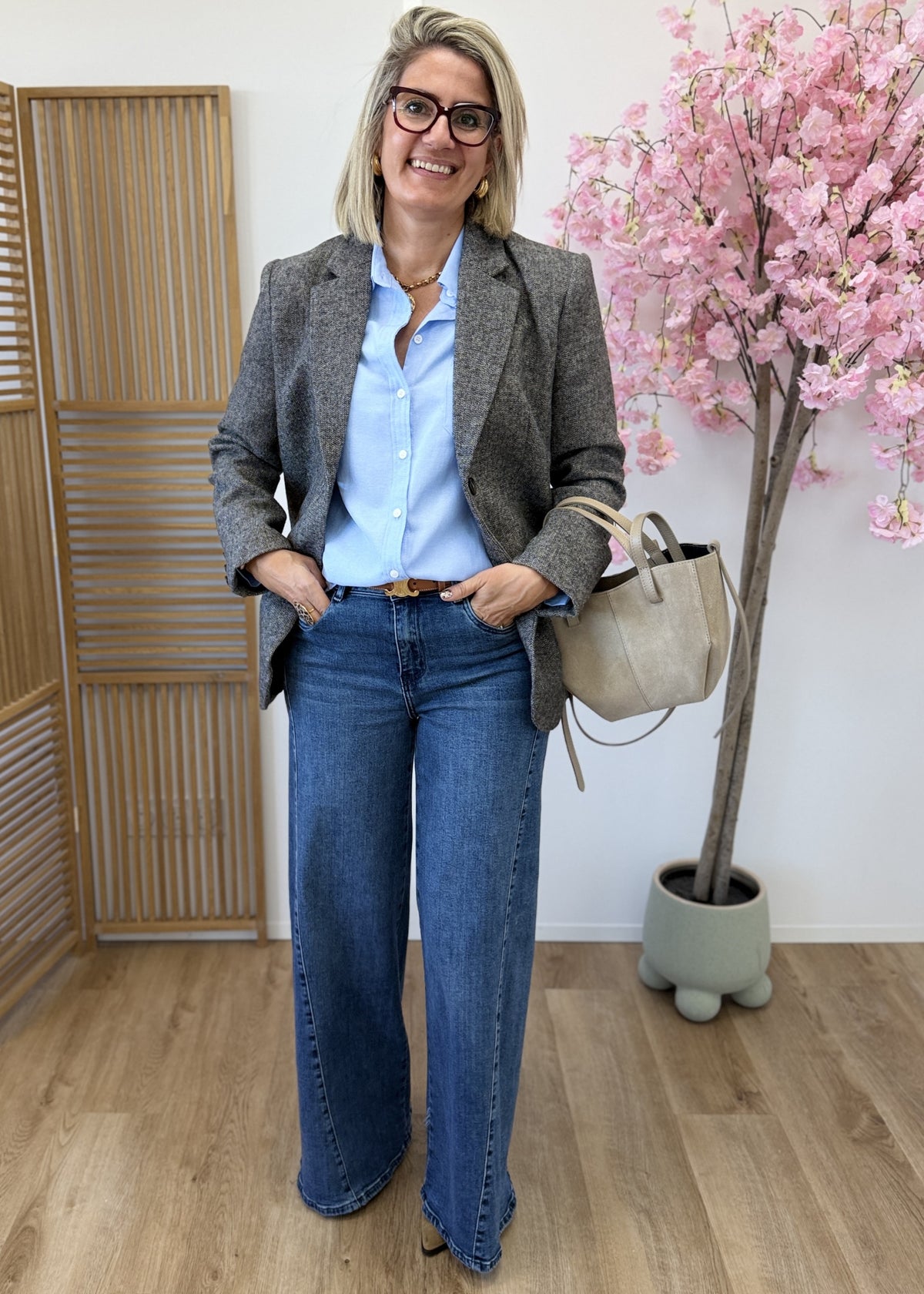 Jean wide leg bleu évasé