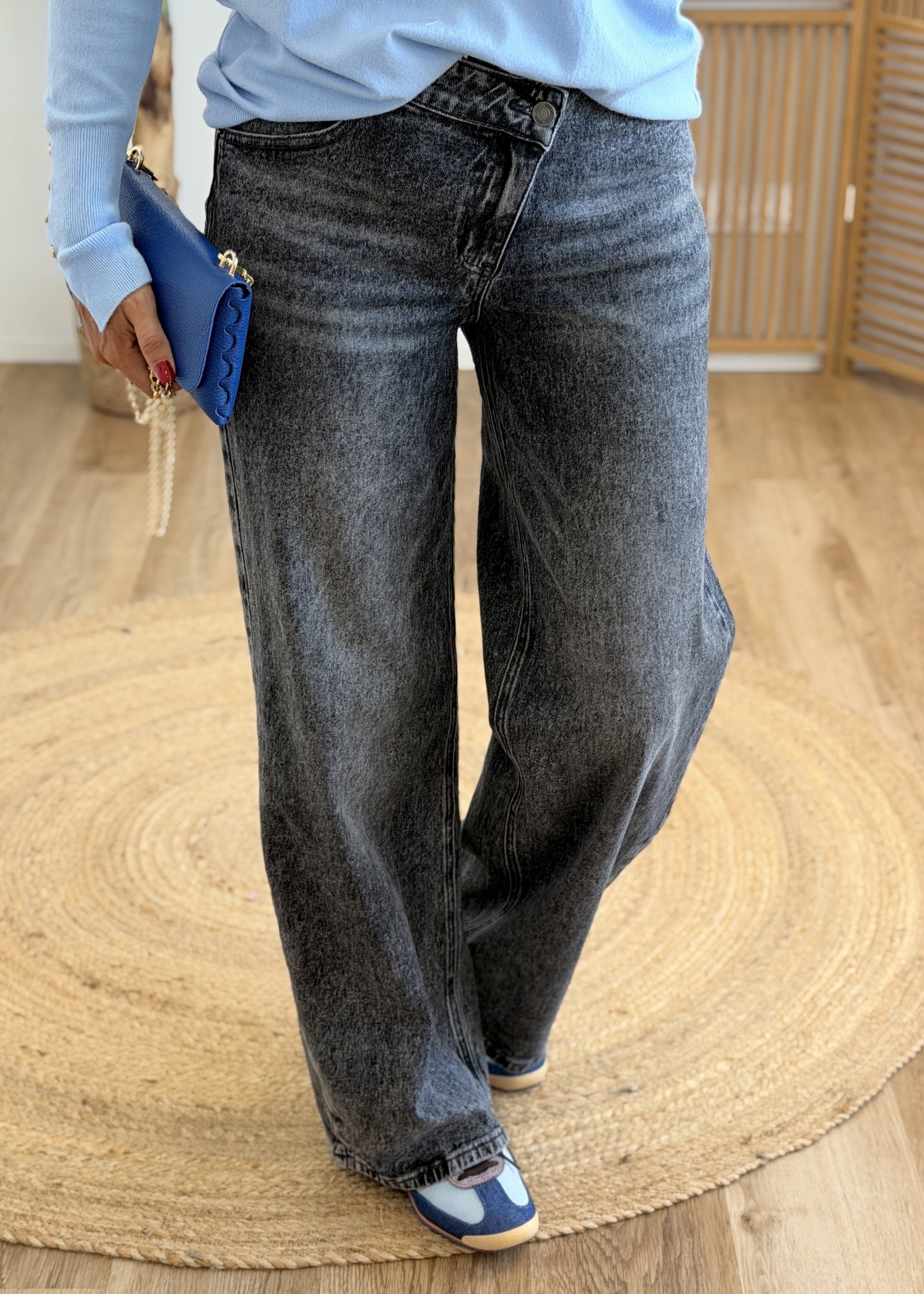 Jean wide leg gris taille haute
