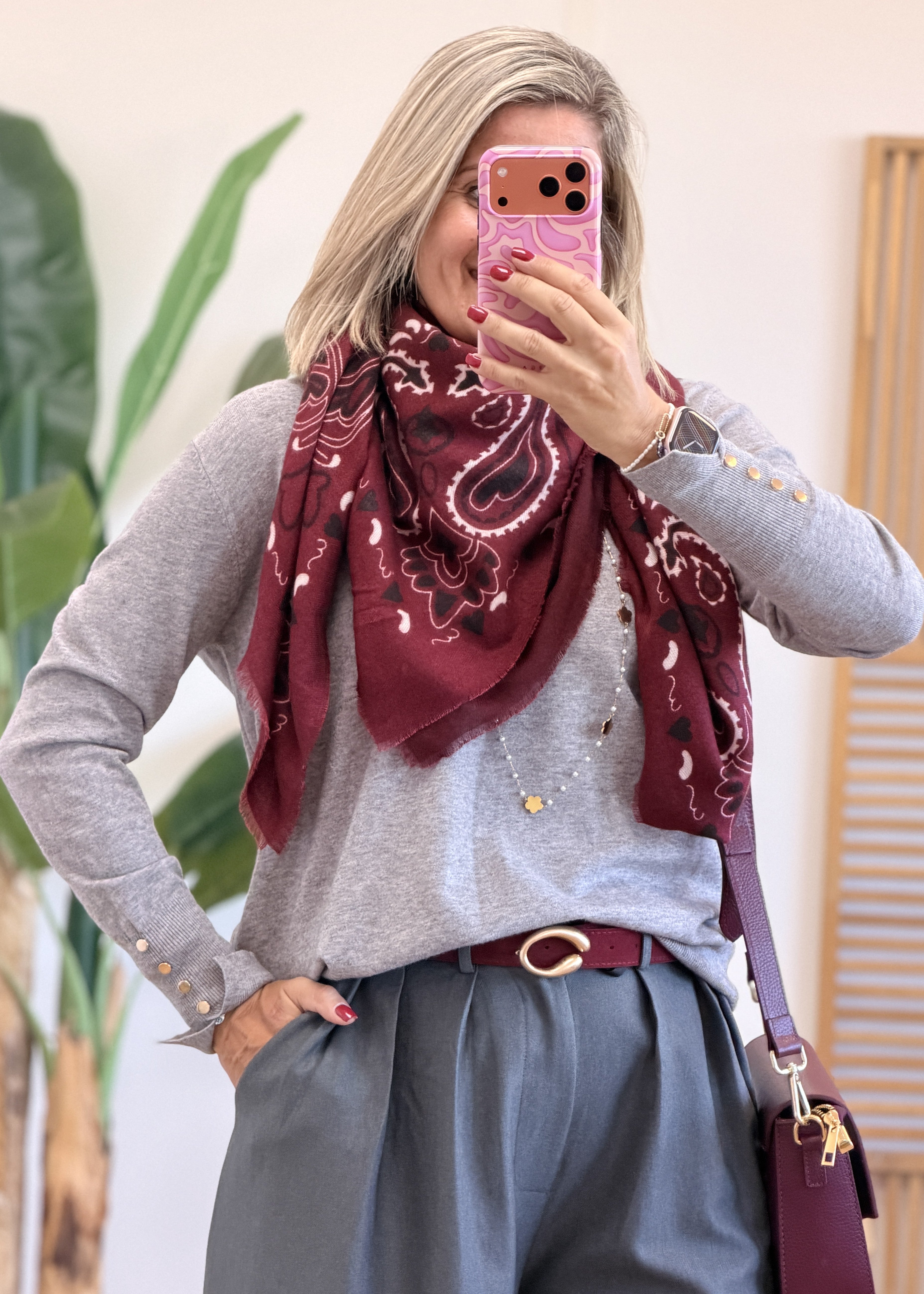 Écharpe bandana bordeaux