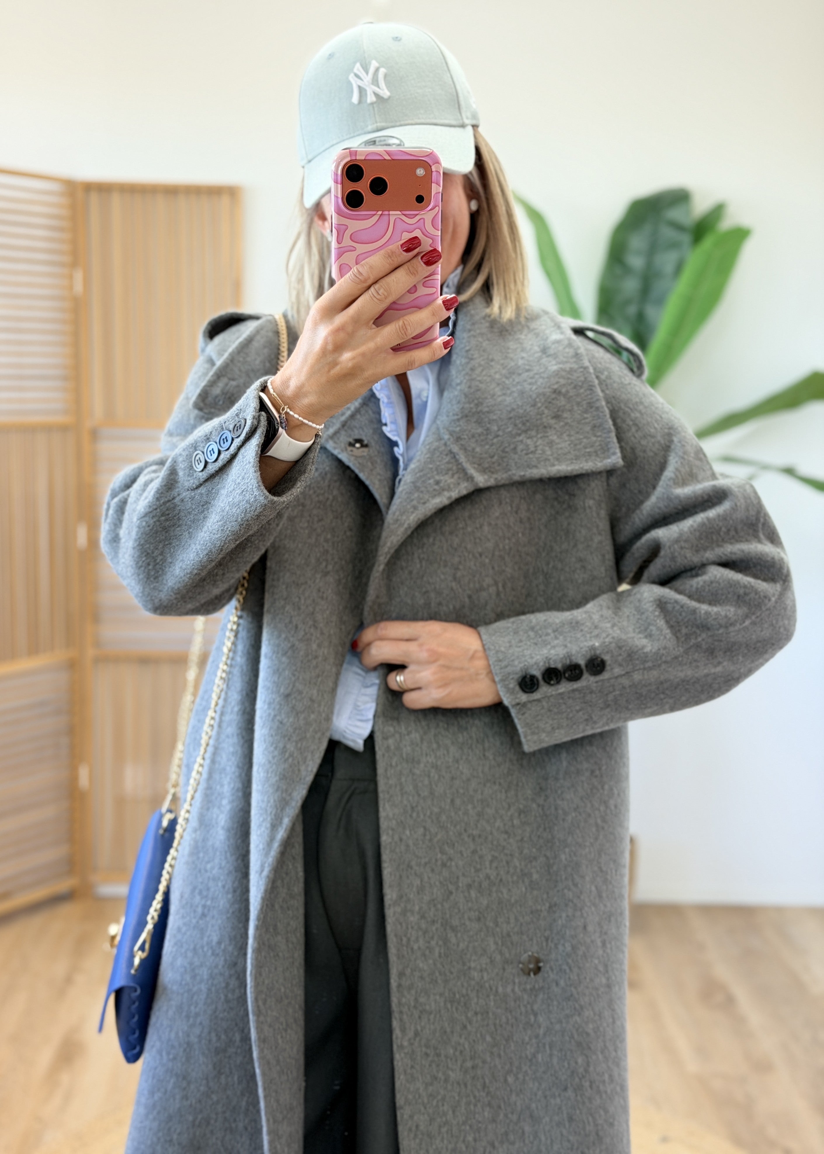 Manteau ceinture en laine
