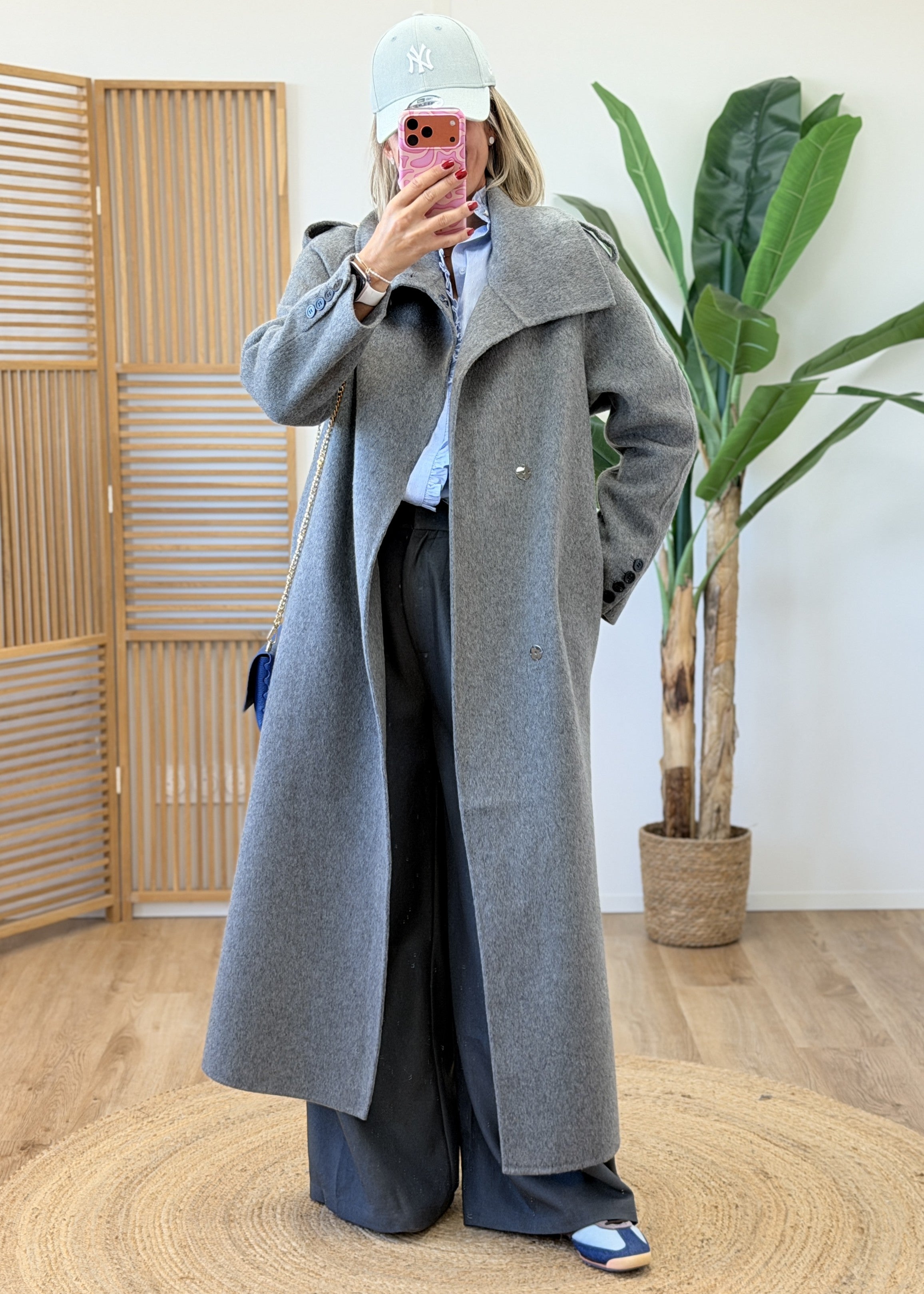 Manteau ceinture en laine