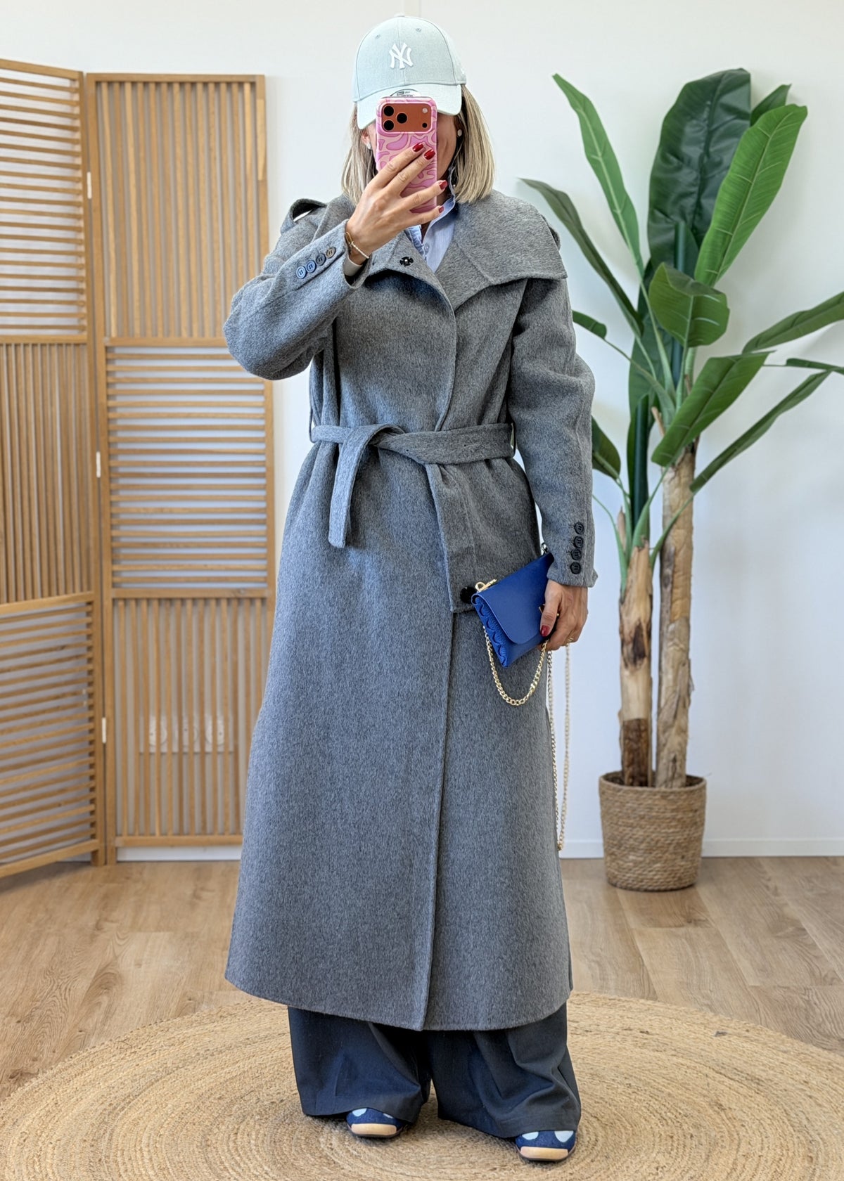Manteau ceinture en laine
