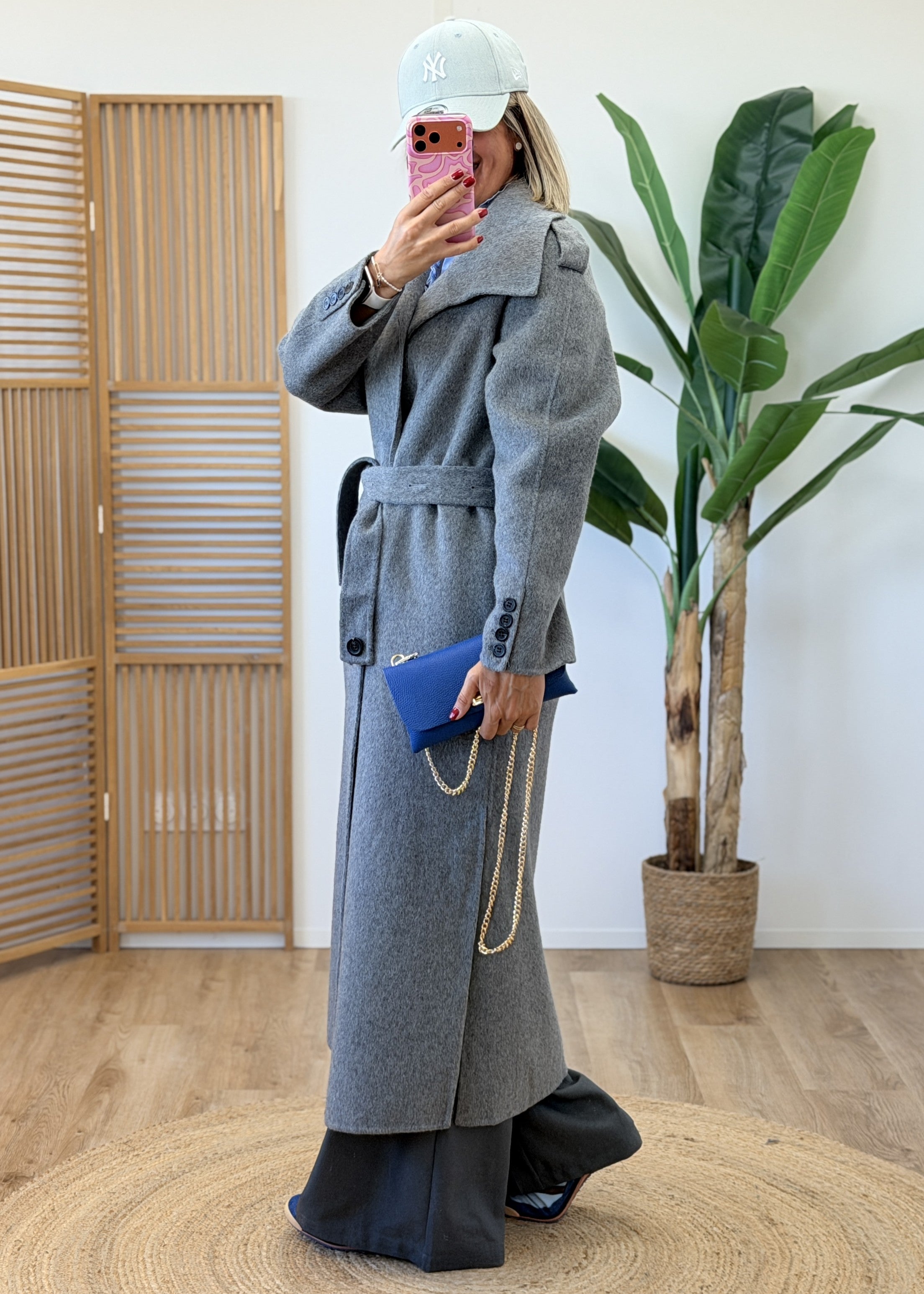 Manteau ceinture en laine