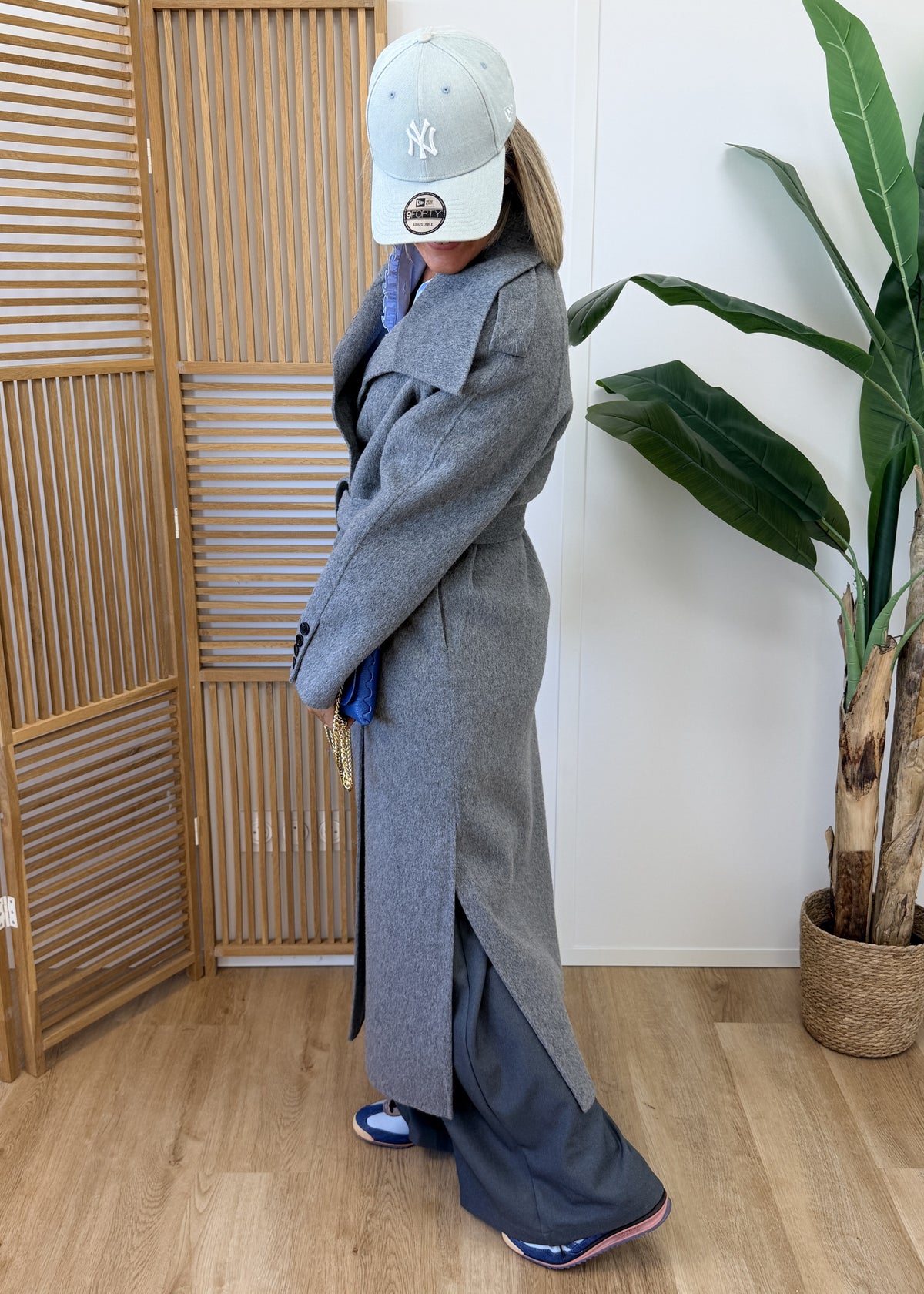 Manteau ceinture en laine