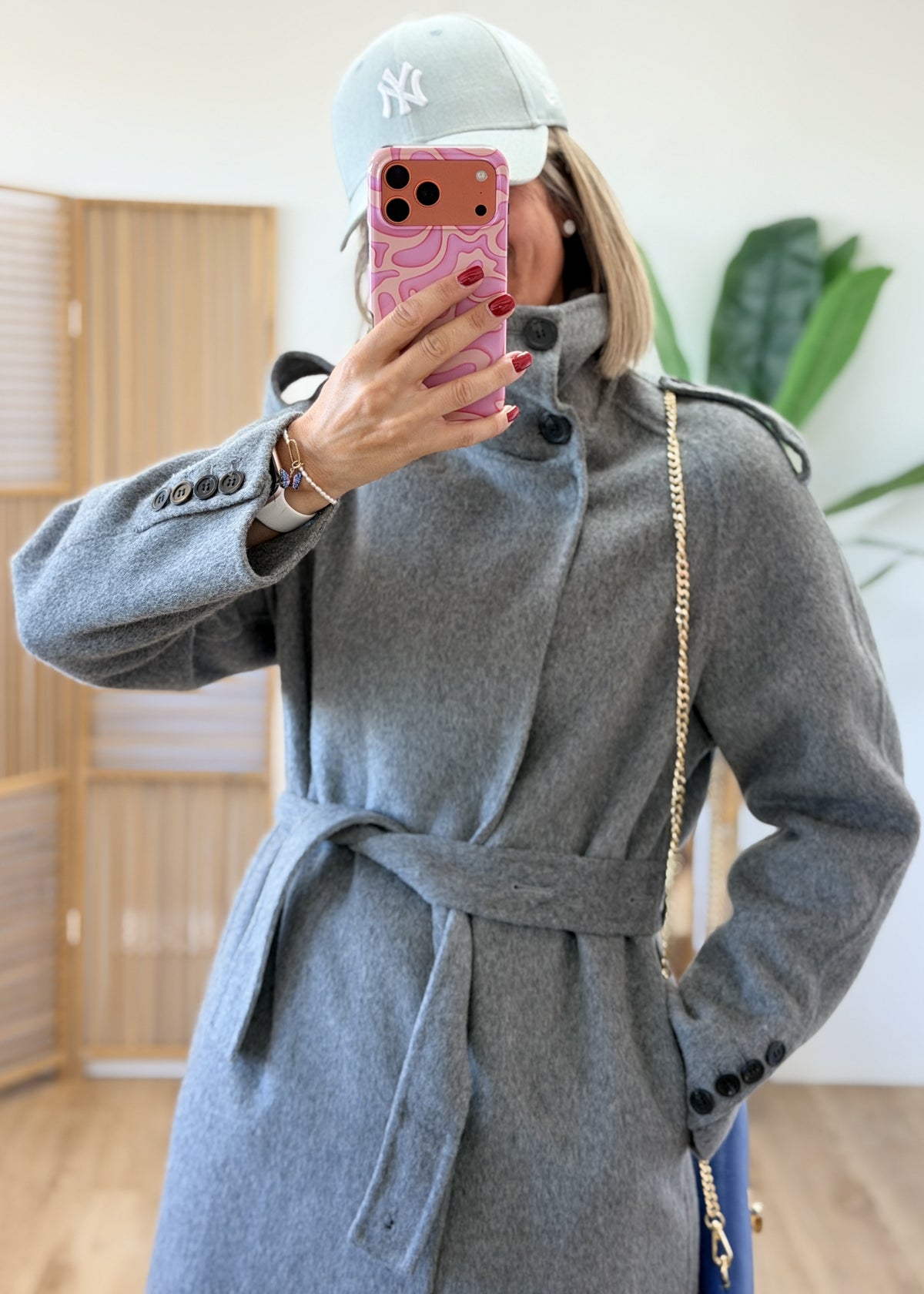 Manteau ceinture en laine