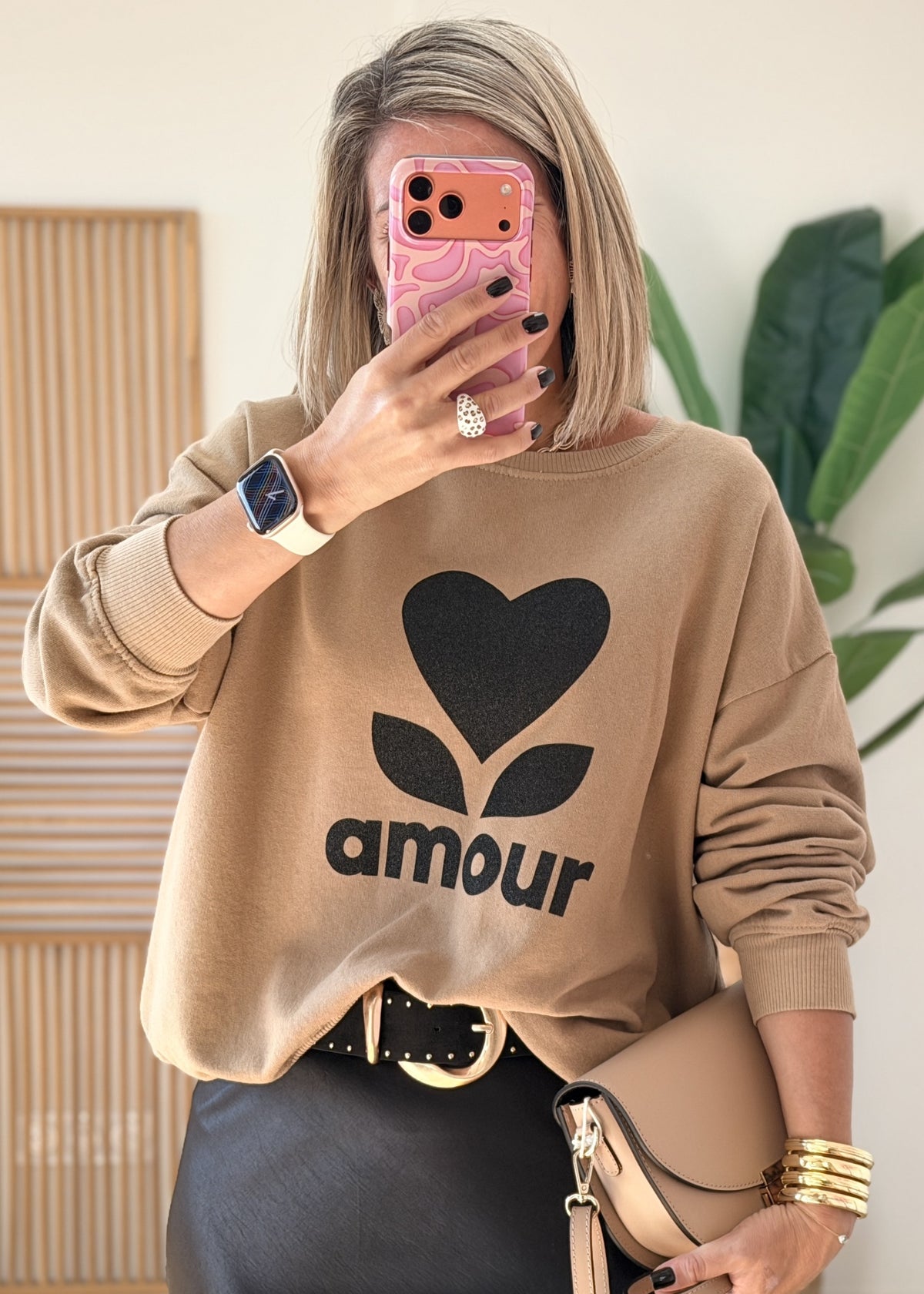 Sweat Amour pailleté - Made in Italy