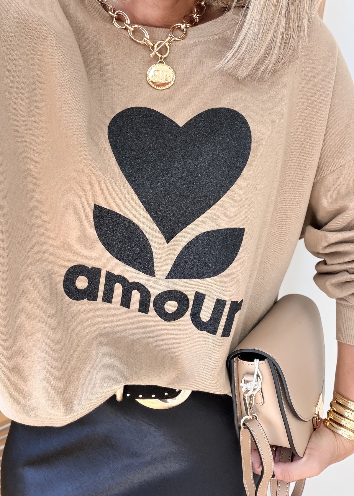 Sweat Amour pailleté - Made in Italy