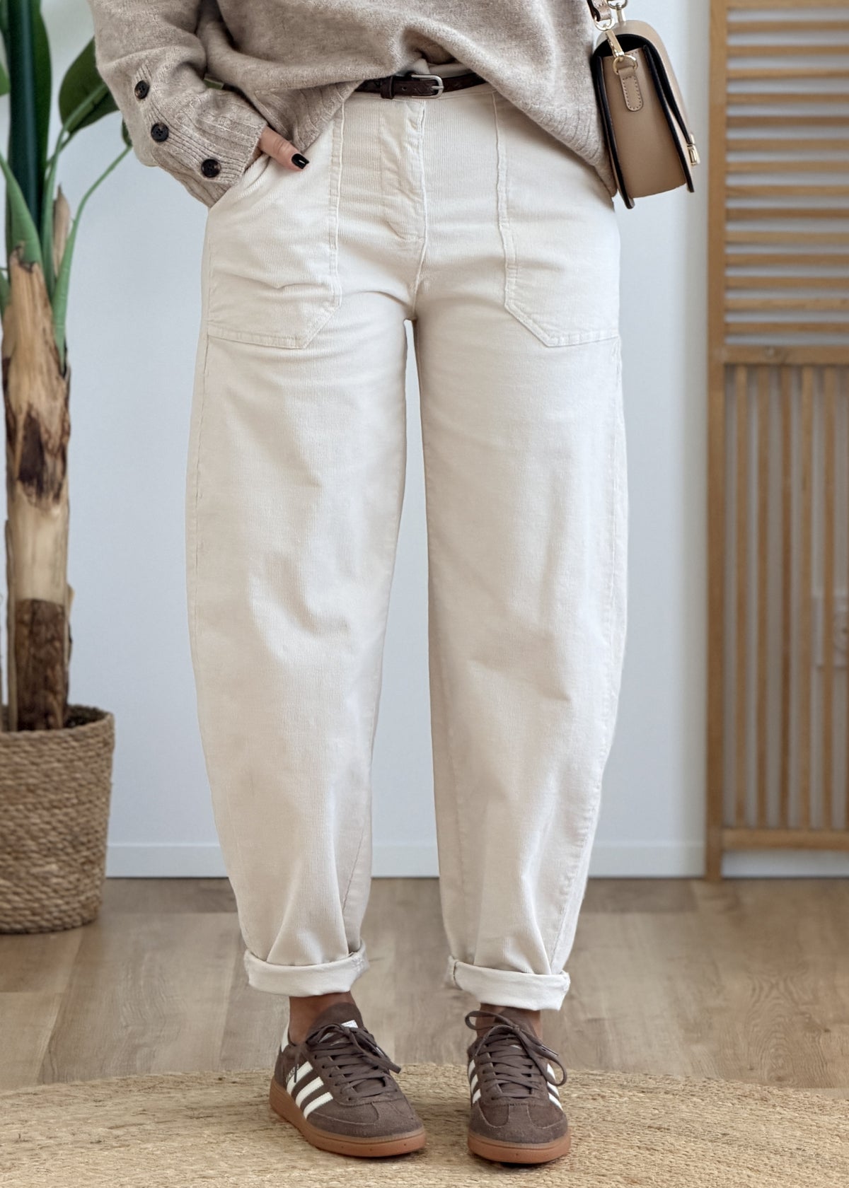 Pantalon barrel côtelé Made in Italy – Taille unique 34-40