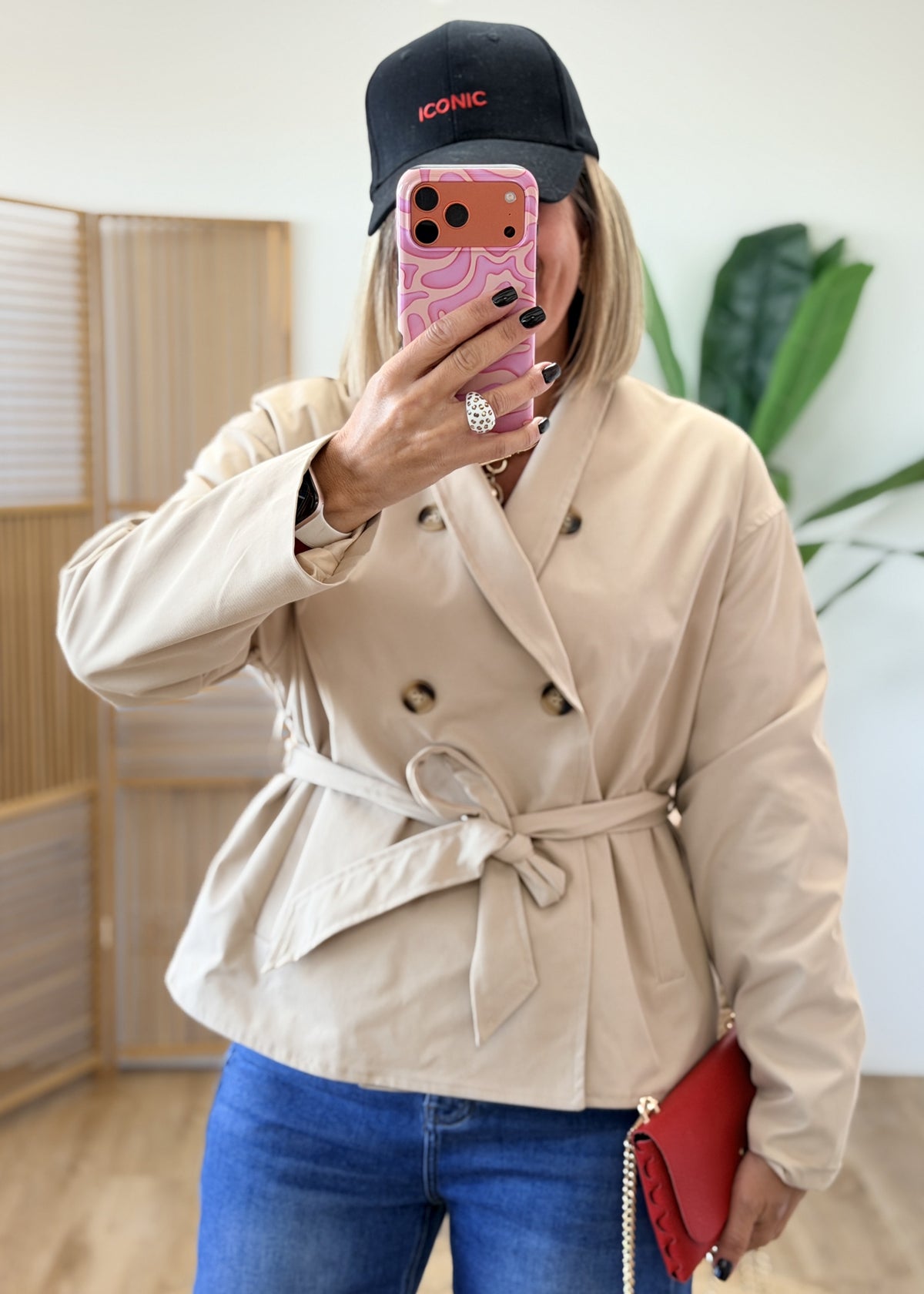 Veste imperméable double boutonnage avec ceinture