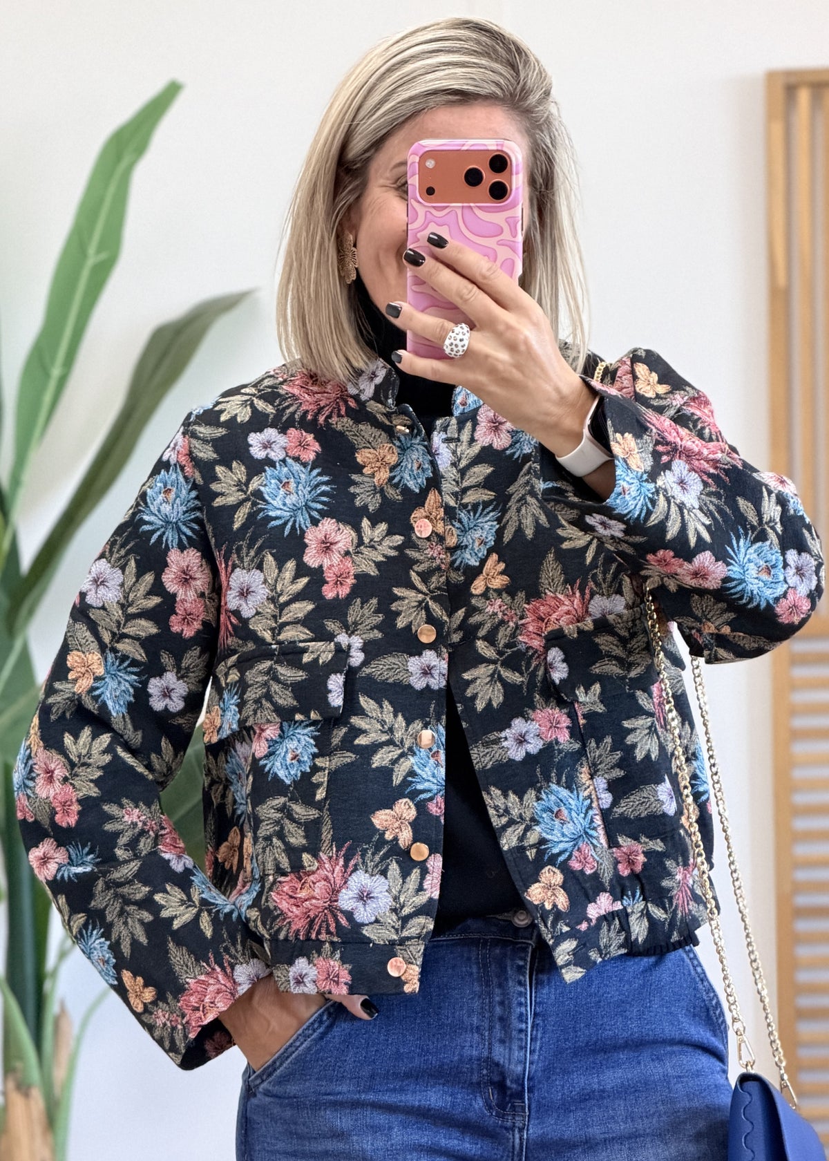 Veste texturée fleurie