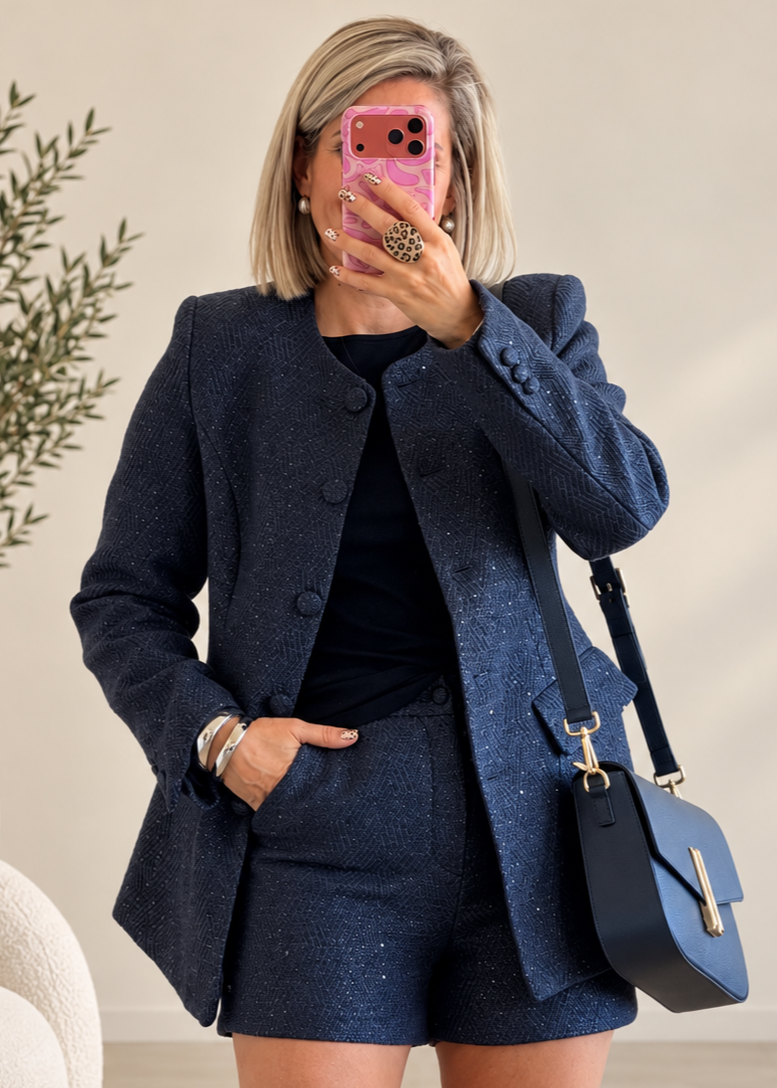 Veste marine à sequins