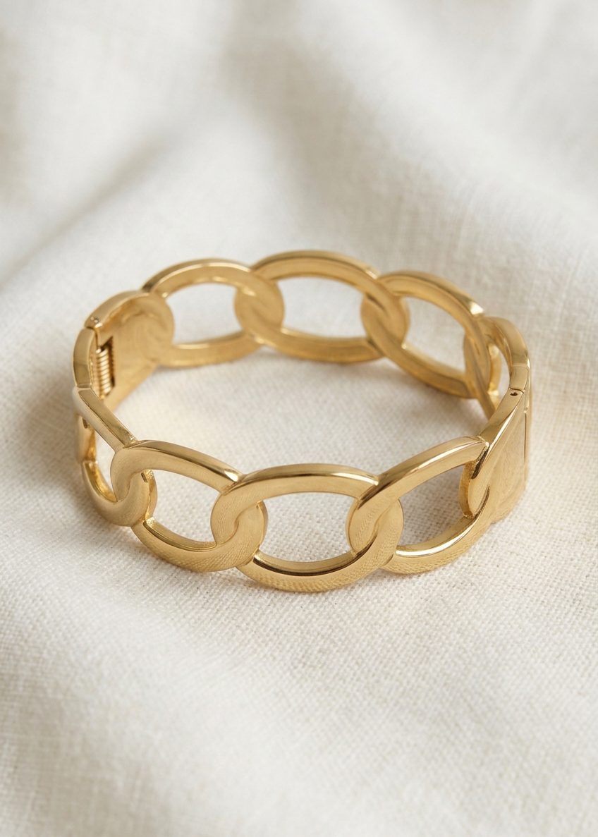 Bracelet jonc maille dorée en acier inoxydable